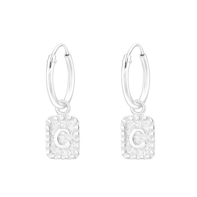 C betűs ezüst karika fülbevaló