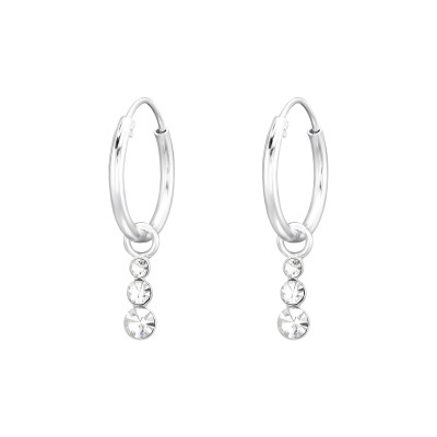 3 kristály köves ezüst karika fülbevaló