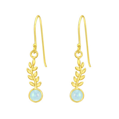 Opál színű 24k aranyozott akasztós női ezüst fülbevaló