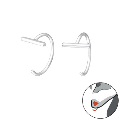 Vonal ezüst beakasztós fülbevaló