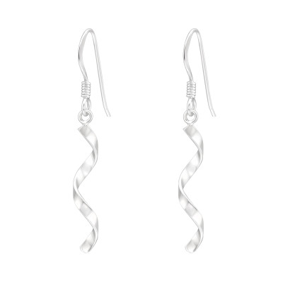 Hullámos ezüst akasztós fülbevaló