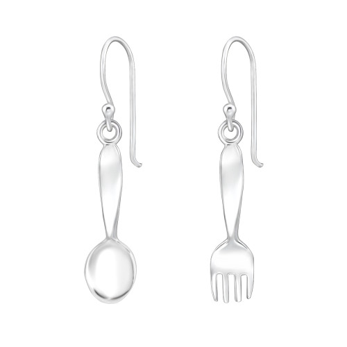 Villa és kanál akasztós ezüst fülbevaló