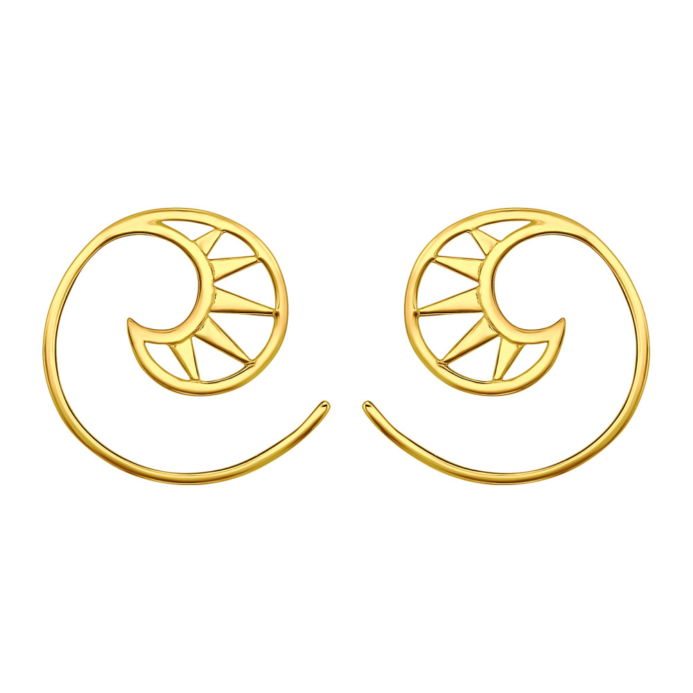 Csiga Spirál 24k aranyozott akasztós ezüst női fülbevaló Csiga Spirál 24k aranyozott akasztós ezüst női fülbevaló