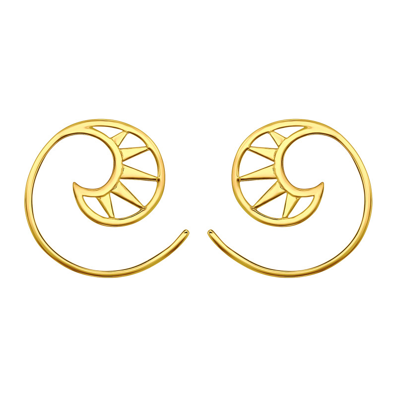 Csiga Spirál 24k aranyozott akasztós ezüst női fülbevaló Csiga Spirál 24k aranyozott akasztós ezüst női fülbevaló