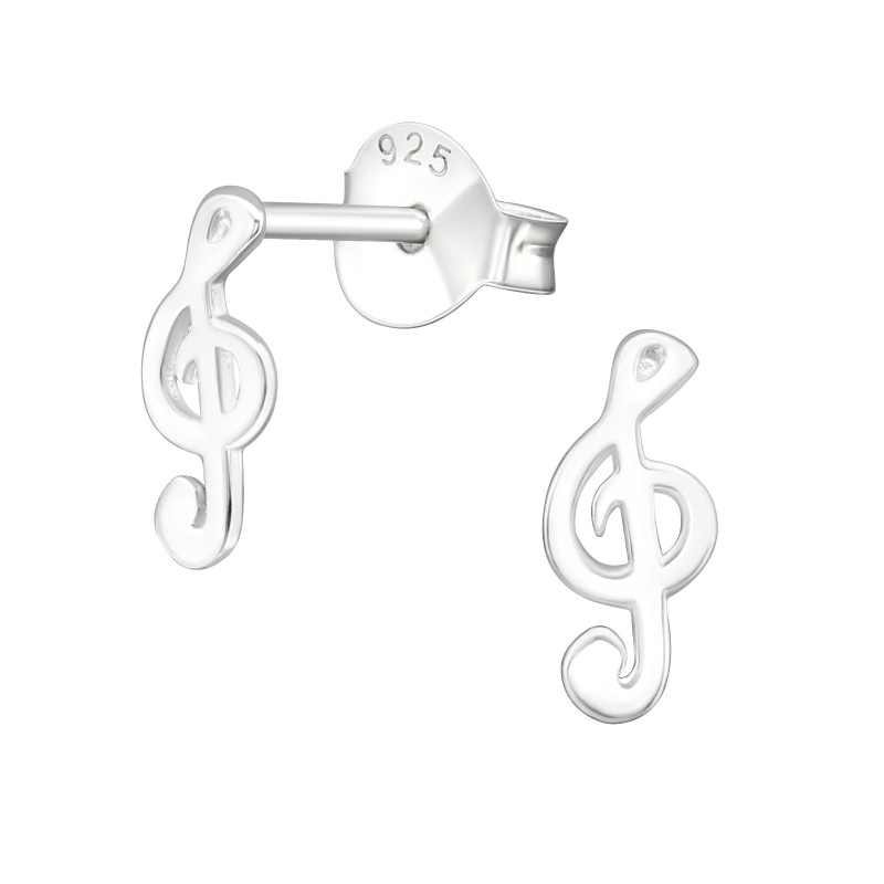 Violin kulcs ezüst stift fülbevaló