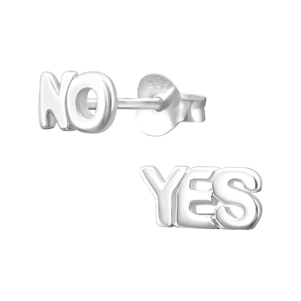 No yes felirat ezüst stift fülbevaló