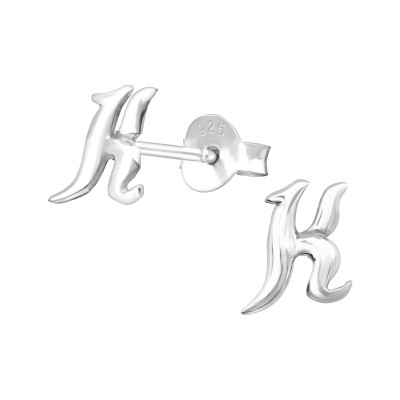 K betű ezüst stift fülbevaló