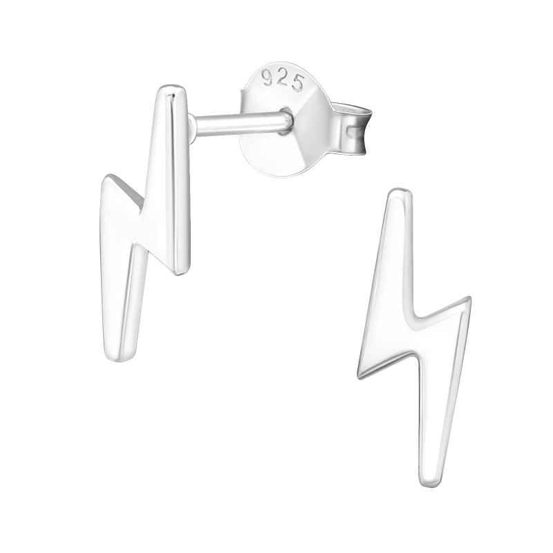 Villám ezüst stift fülbevaló, 4 mm x 11 mm