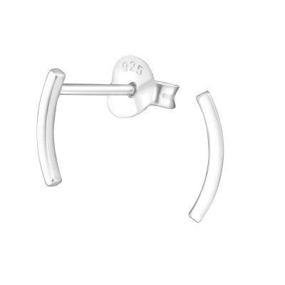 Lelógó téglalap ezüst stift fülbevaló