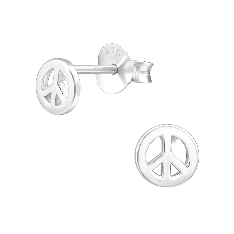 Peace béke jel ezüst stift fülbevaló