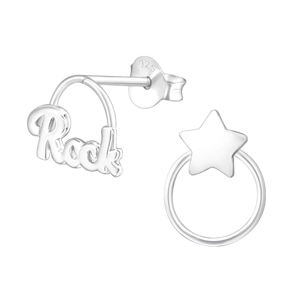 Rock csillag karika ezüst stift fülbevaló Rock csillag karika ezüst stift fülbevaló