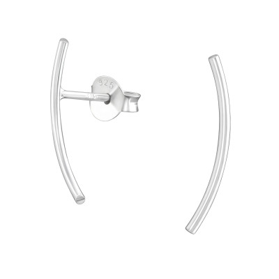 Hajlított vonal ezüst stift fülbevaló