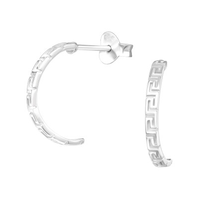 Görög mintás félkarika ezüst stift fülbevaló