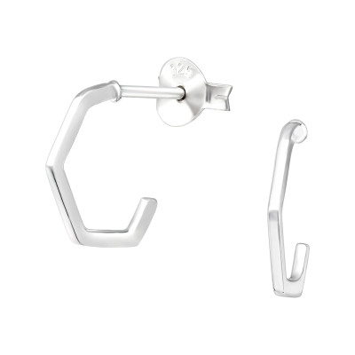 Megtört félkarika ezüst stift fülbevaló