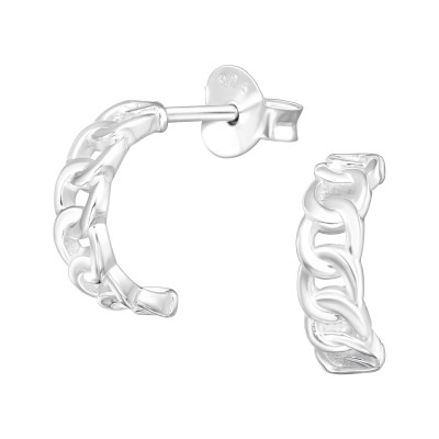 Íves,mintázott ezüst stift fülbevaló