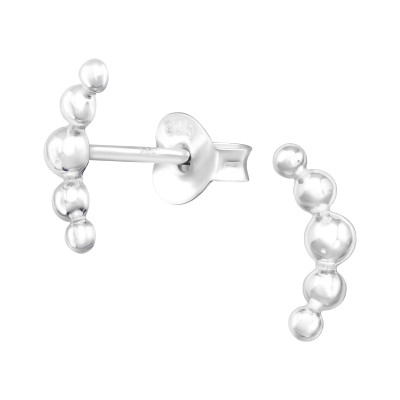 Íves gömbök ezüst stift fülbevaló
