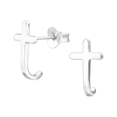 Kereszt hajlított ezüst stift fülbevaló