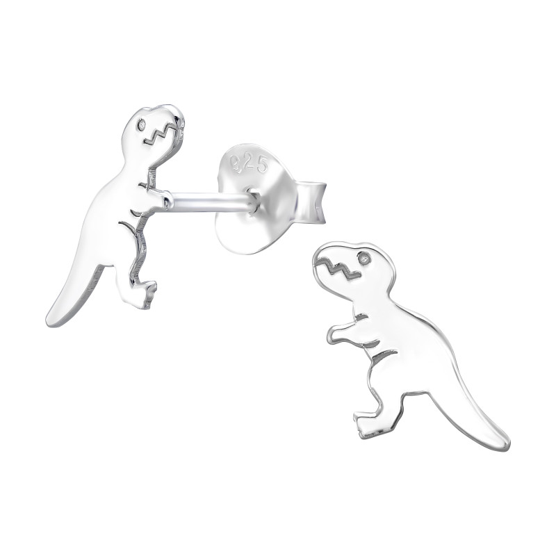 T-rex ezüst stift fülbevaló