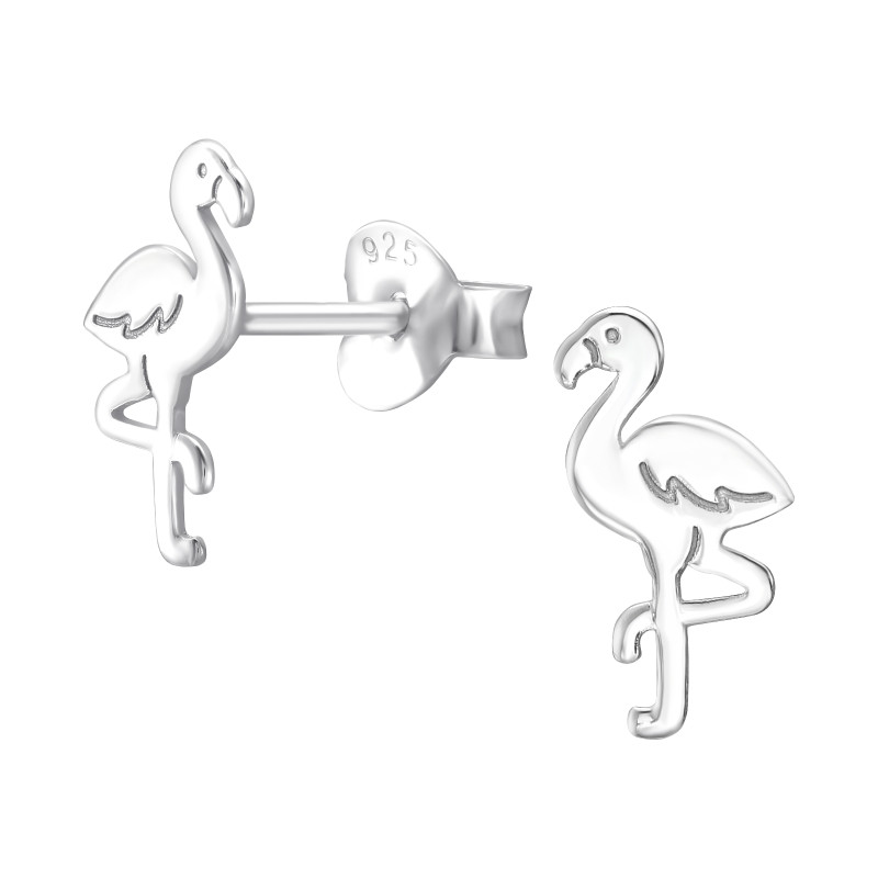 Flamingó ezüst stift fülbevaló