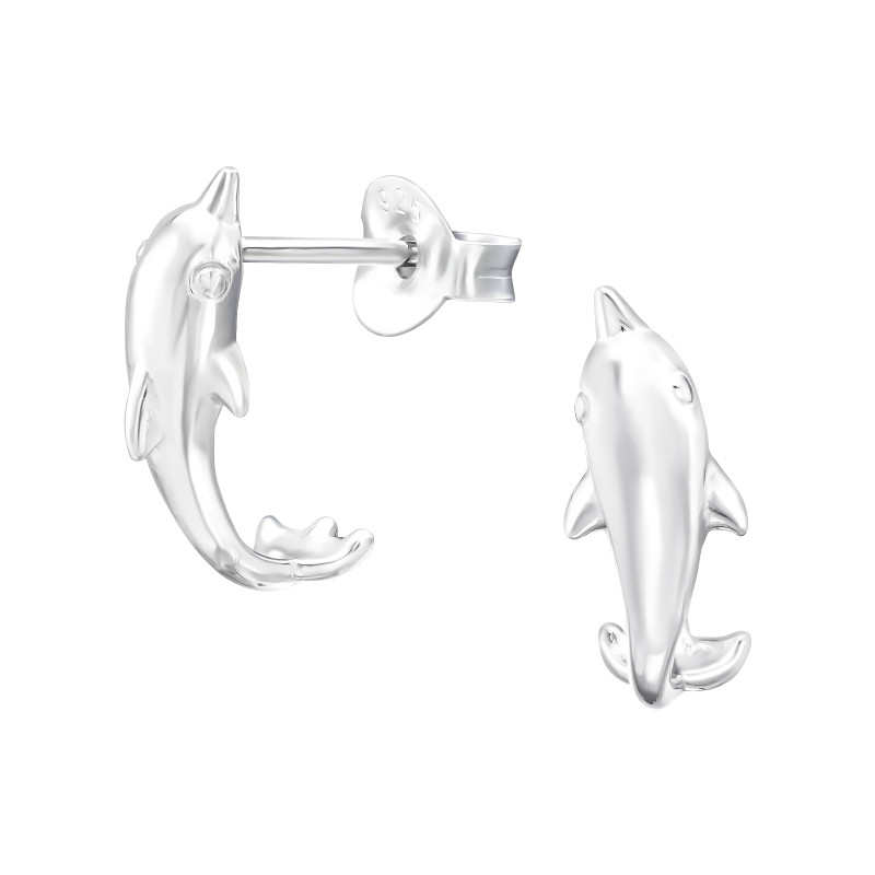 Delfin ezüst stift fülbevaló