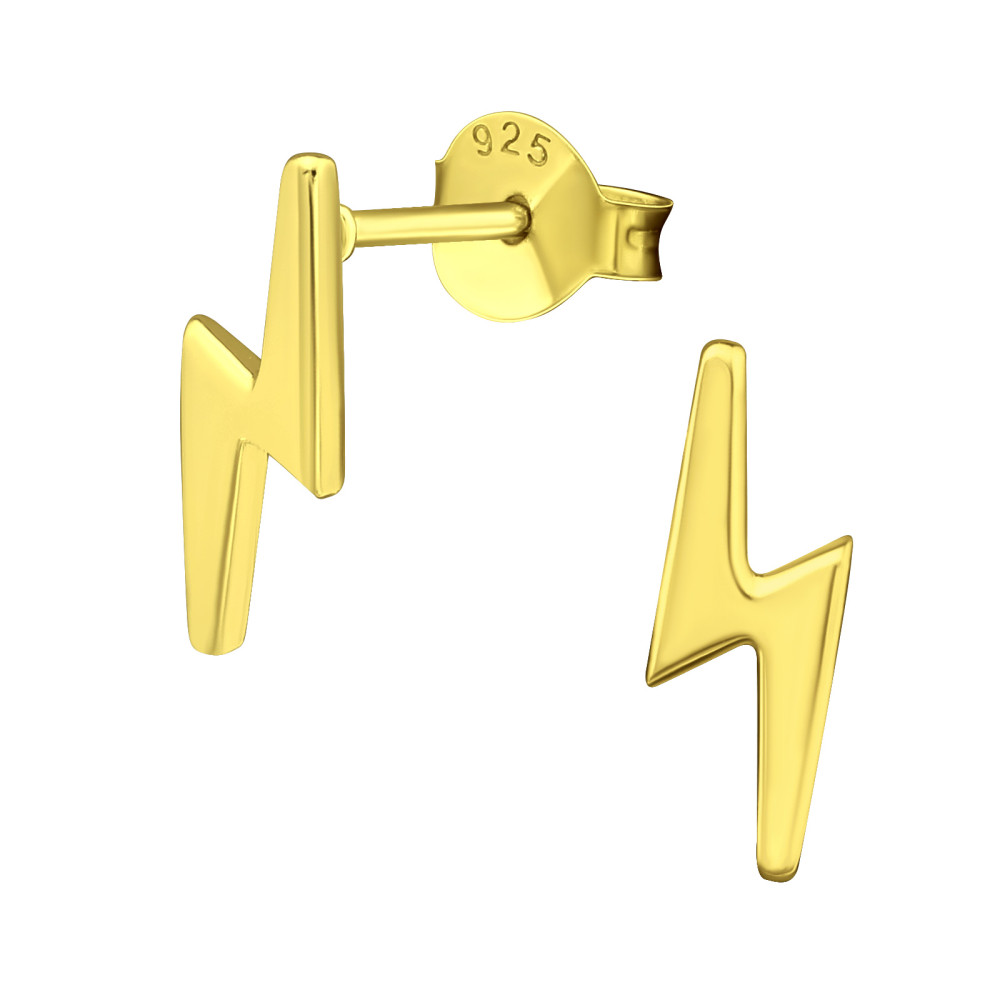Villám ezüst stift fülbevaló, 24k