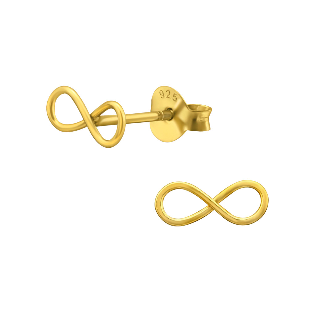 Végtelen ezüst stift fülbevaló, 24k aranyozott Végtelen ezüst stift fülbevaló, 24k aranyozott