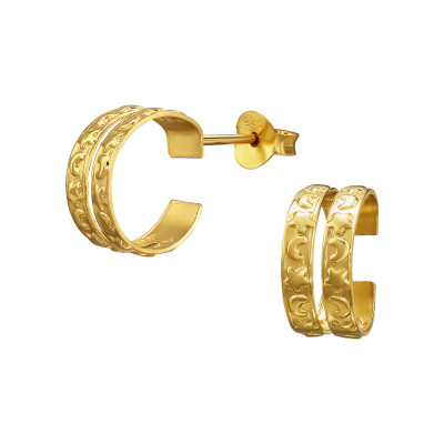 Aranyozott dupla félkarika 925 ezüst stift fülbevaló