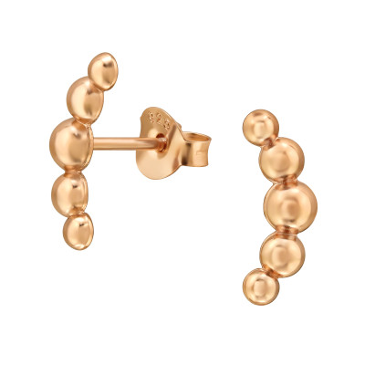 Pontozott ezüst stift fülbevaló, 18k rózsa aranyozott