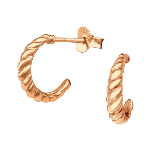 Sodrott félkarika rose gold egyszerű 925 ezüst stift fülbevaló Sodrott félkarika rose gold egyszerű 925 ezüst stift fülbevaló