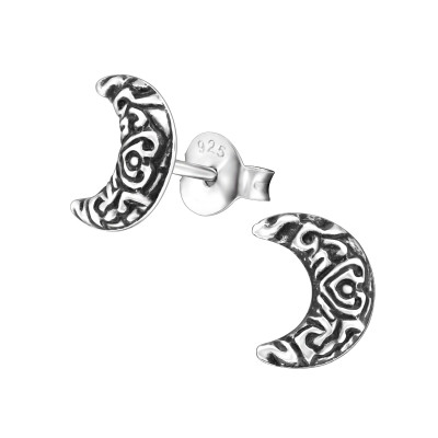 FélHold motívummal ezüst stift fülbevaló