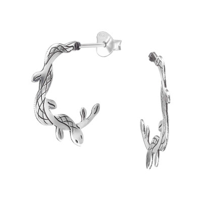 Kígyós félkarika oxidált 925 ezüst stift fülbevaló