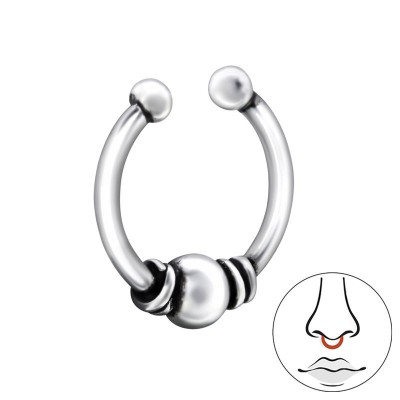 Bali karika ezüst orr piercing - 28382EKW