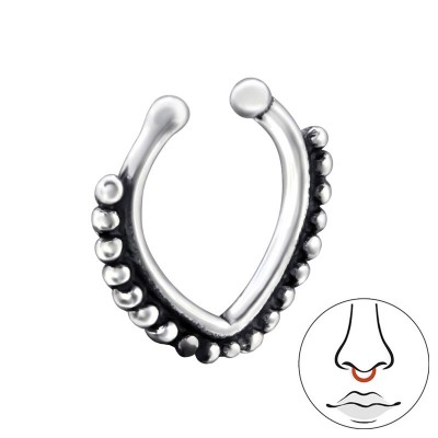 Bali karika ezüst orr piercing - 28392EKW