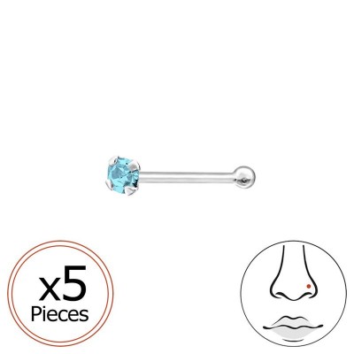 Egyenes kristály ezüst orr piercing - 34800EKW