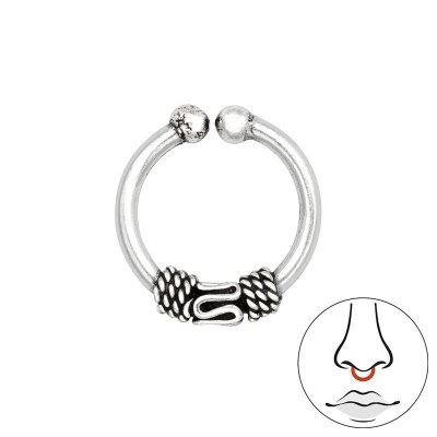 Bali karika ezüst orr piercing - 42557EKW