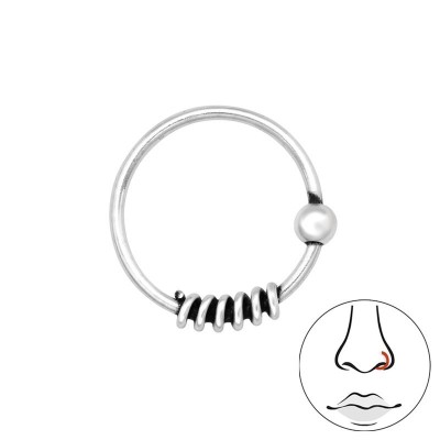 Bali karika ezüst orr piercing - 42565EKW