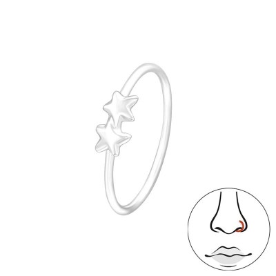 Csillag karika ezüst orr piercing - 42789EKW