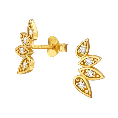 4 leveles, alkalmi aranyozott elegáns, finom ezüst fülbevaló, cirkónia köves