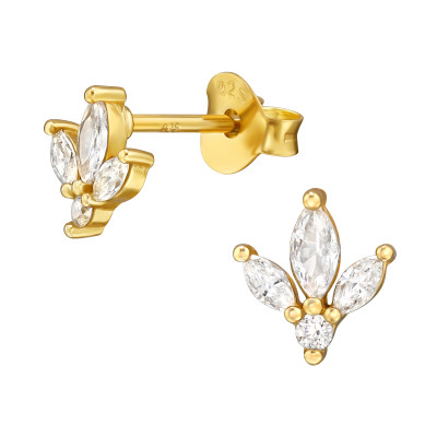 Tulipán elegáns, finom ezüst fülbevaló, cirkónia köves