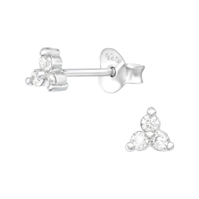 Három cirkónia köves ezüst stift fülbevaló