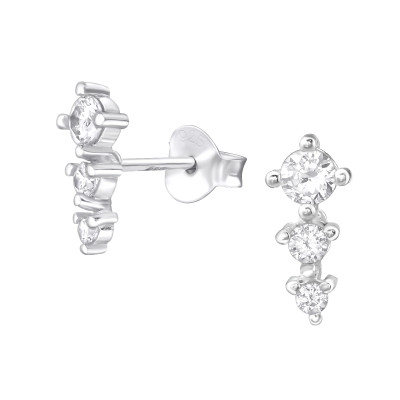 3 cirkónia köves ezüst stift fülbevaló