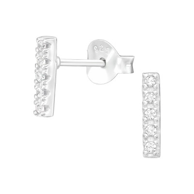 Egyenes cirkónia köves ezüst stift fülbevaló