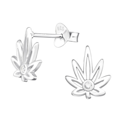 Orvosi kannabisz levél cirkónia köves ezüst stift fülbevaló