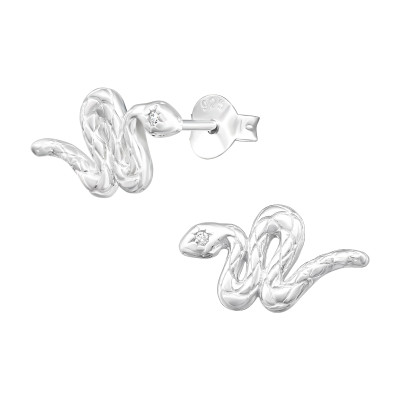 Kígyó cirkónia köves ezüst stift fülbevaló Kígyó cirkónia köves ezüst stift fülbevaló