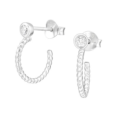 Karika cirkónia köves ezüst stift fülbevaló