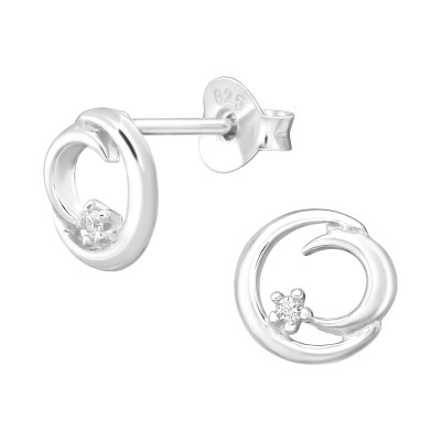 Dupla Hold cirkónia köves ezüst stift fülbevaló