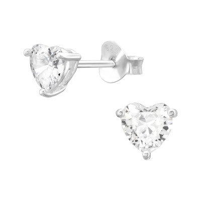 Szív forma alap 925 ezüst stift fülbevaló cirkónia kővel