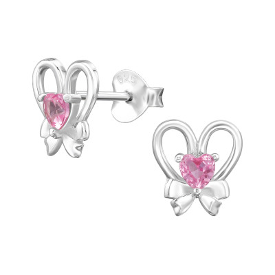 Masni és Szív elegáns, finom ezüst fülbevaló, cirkónia köves