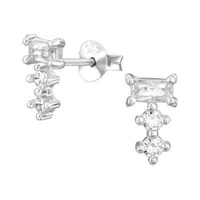 Mértani elegáns, finom ezüst fülbevaló, cirkónia köves