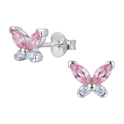 Lepke pink cirkónia köves 925 ezüst fülbevaló Lepke pink cirkónia köves 925 ezüst fülbevaló
